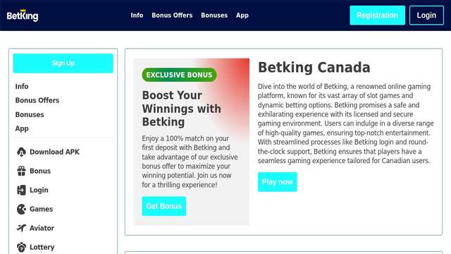 BetKing Canada casino screenshot